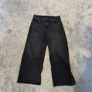 American Eagle Women's Black Wide-Leg Low Rise Jeans